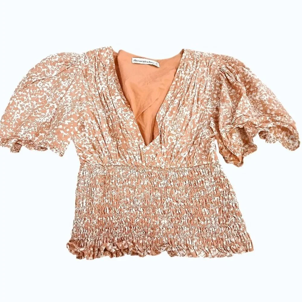 ABERCROMBIE & FITCH Orange Cream Flutter Sleeve Sweetheart Babydoll - Picture 7 of 9